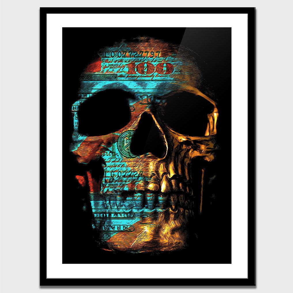 Teal Skull Semi-gloss Print - Luxury Wall Art