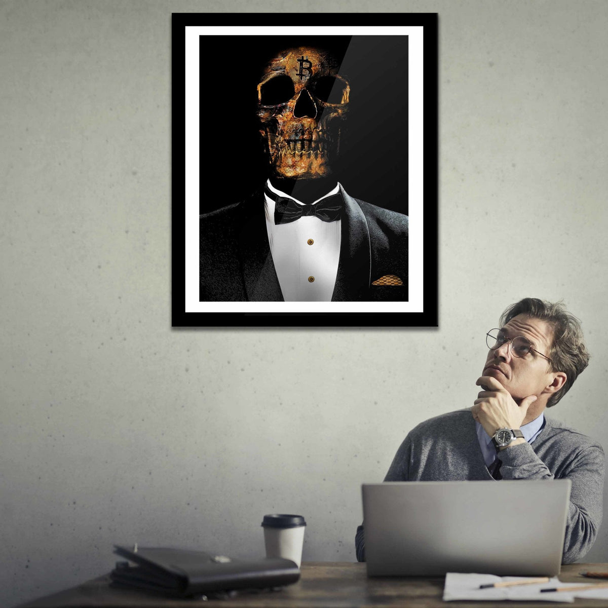 The Investor Skull Semi-gloss Print - Luxury Wall Art