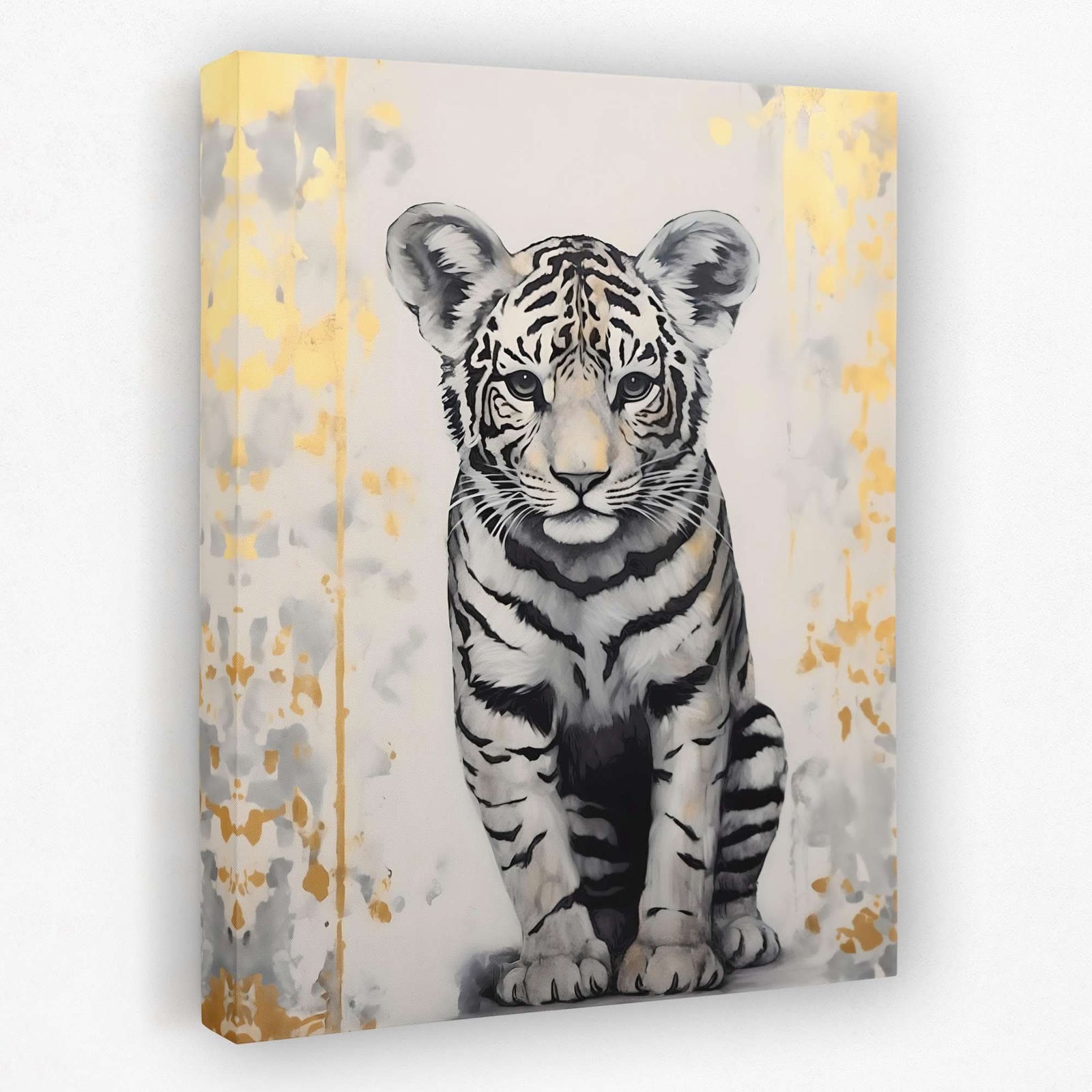 Tiger Cub's Prowl - Albino Canvas Wall Art