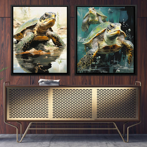 Turtles Swimming (2) Set - Luxury Wall Art