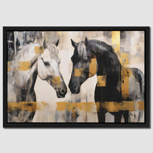 White and Black Horses - Luxury Wall Art