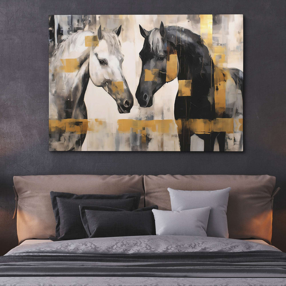 White and Black Horses - Luxury Wall Art