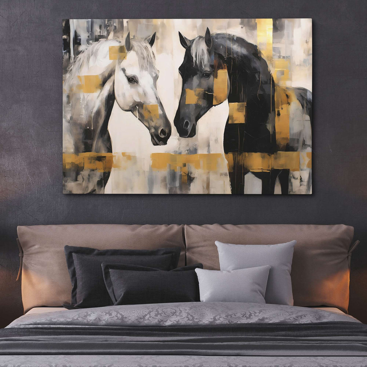 White and Black Horses - Luxury Wall Art