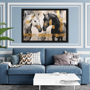 White and Black Horses - Luxury Wall Art
