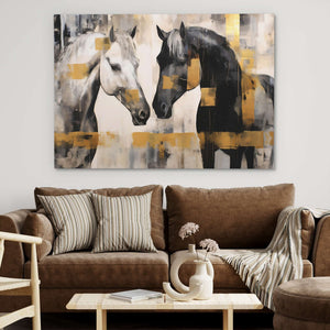 White and Black Horses - Luxury Wall Art