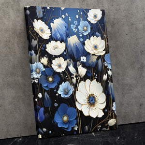 White and Blue Flowers - Luxury Wall Art