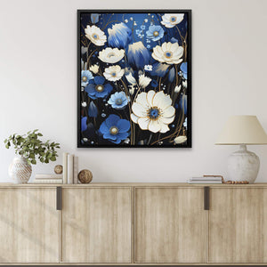 White and Blue Flowers - Luxury Wall Art