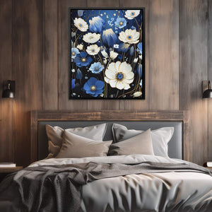 White and Blue Flowers - Luxury Wall Art