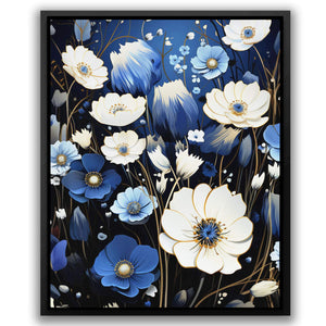 White and Blue Flowers - Luxury Wall Art