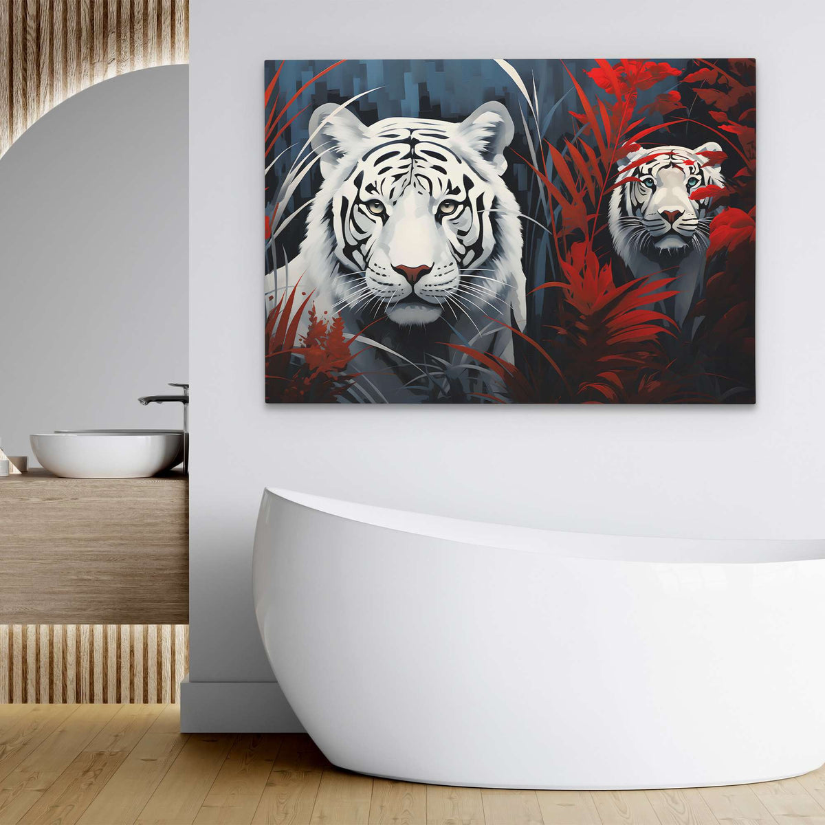 White Tiger Cubs - Luxury Wall Art
