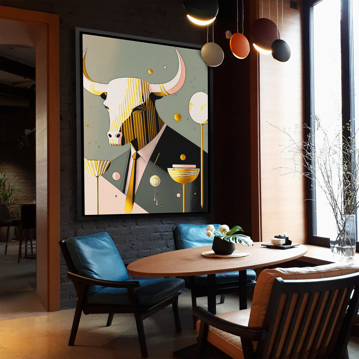 Yellow Tie Bull - Luxury Wall Art
