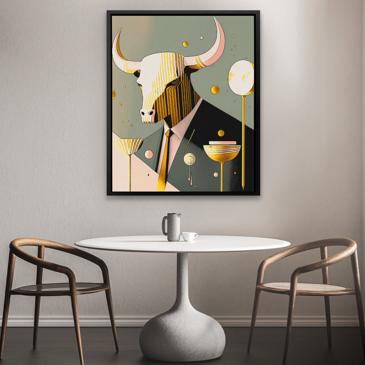 Yellow Tie Bull - Luxury Wall Art