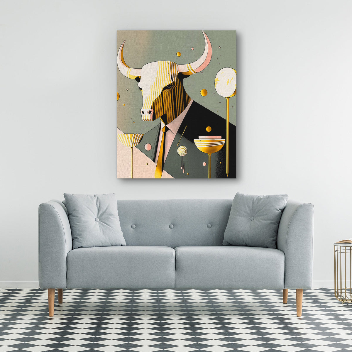 Yellow Tie Bull - Luxury Wall Art