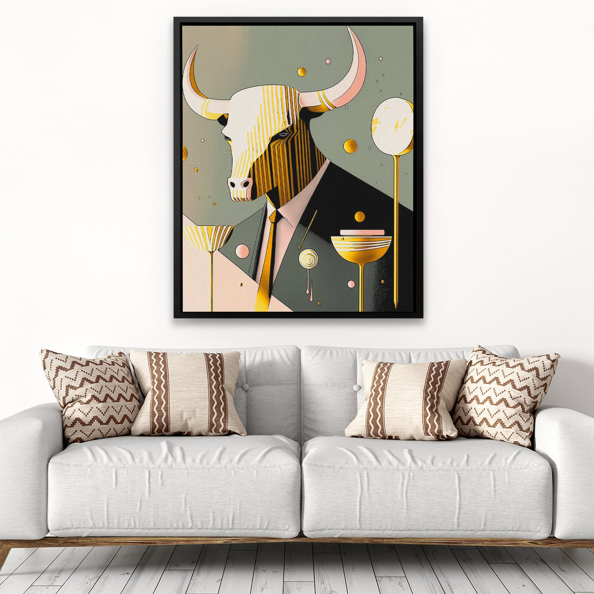 Yellow Tie Bull - Luxury Wall Art