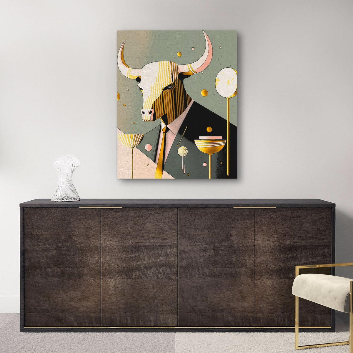 Yellow Tie Bull - Luxury Wall Art