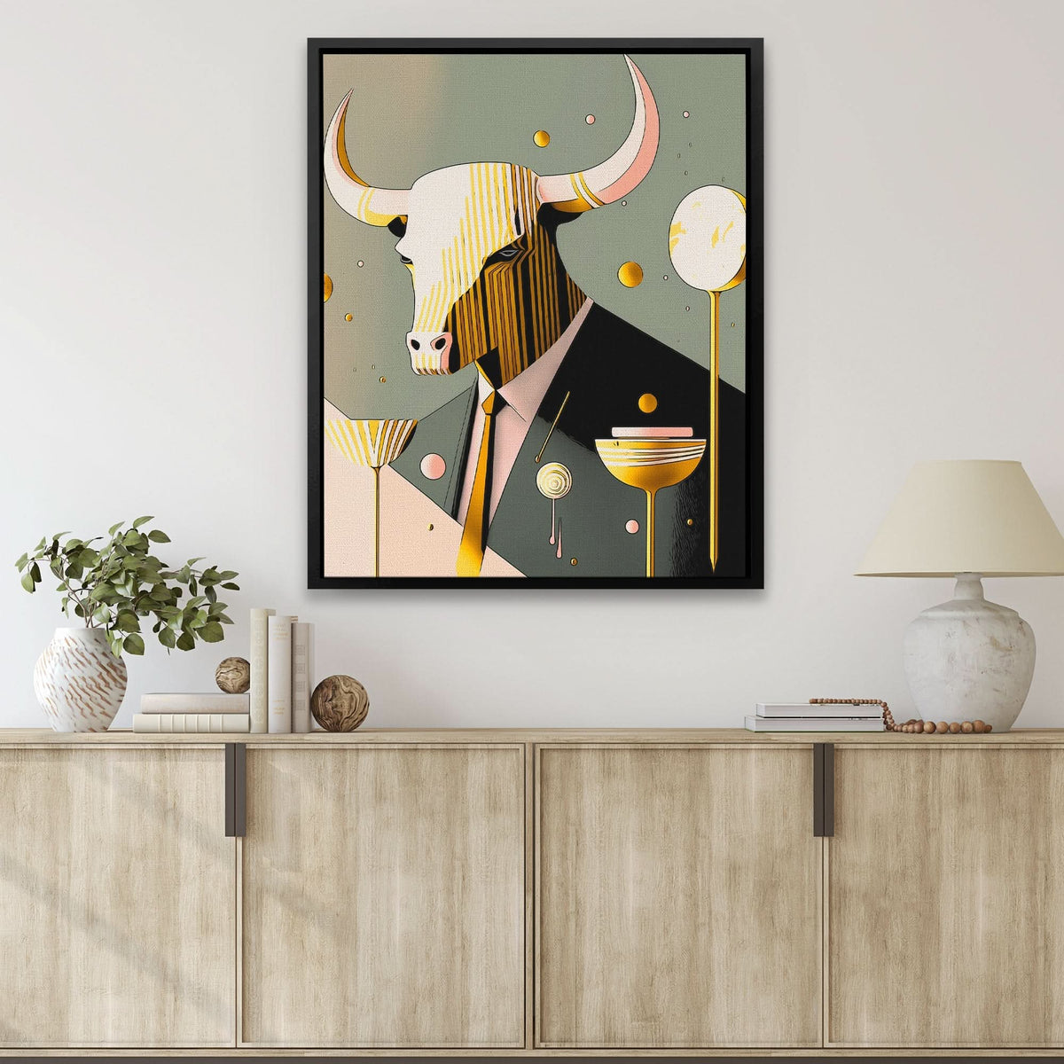 Yellow Tie Bull - Luxury Wall Art