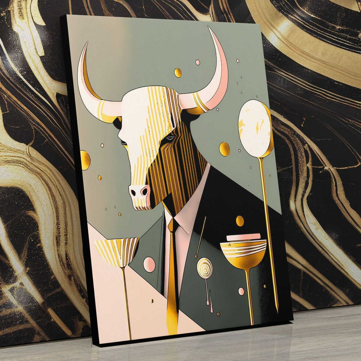 Yellow Tie Bull - Luxury Wall Art