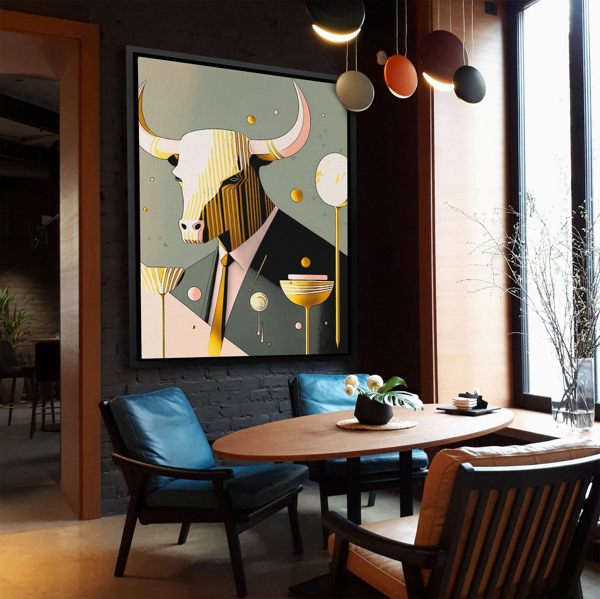 Yellow Tie Bull - Luxury Wall Art